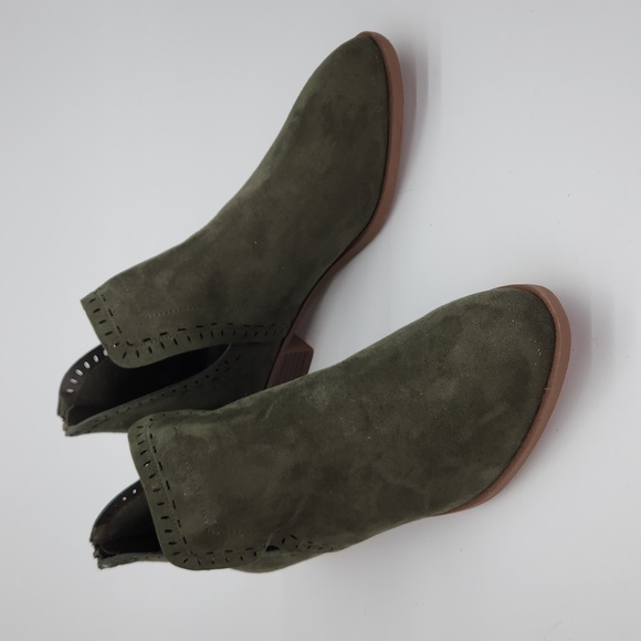 JustFab Shoes - Just Fab Tommi Green Faux Suede Cutout Bootie - Zippered Heel Trendy & Versatile